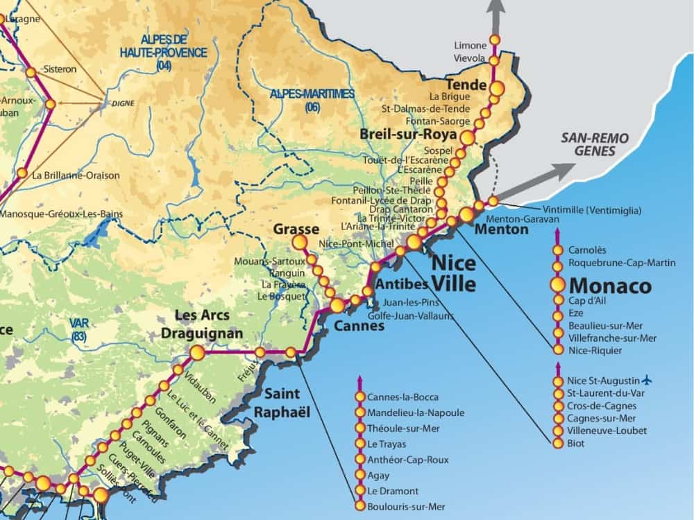 Harta trenurilor pe Coasta de Azur