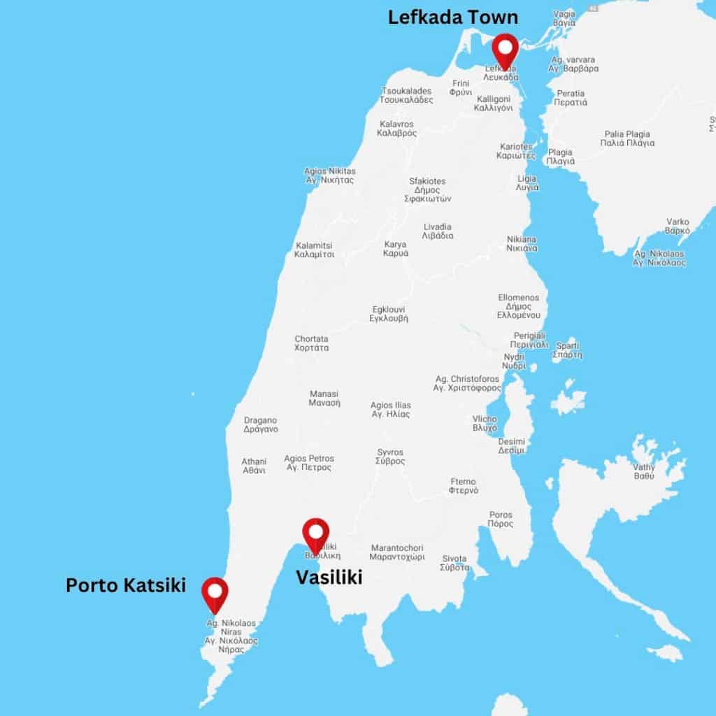 Harta insulei Lefkada Porto Katsiki