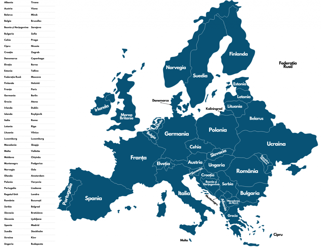 tarile si capitalele europei harta