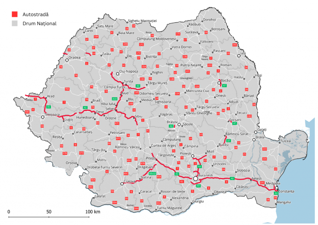 Harta rutiera Romania