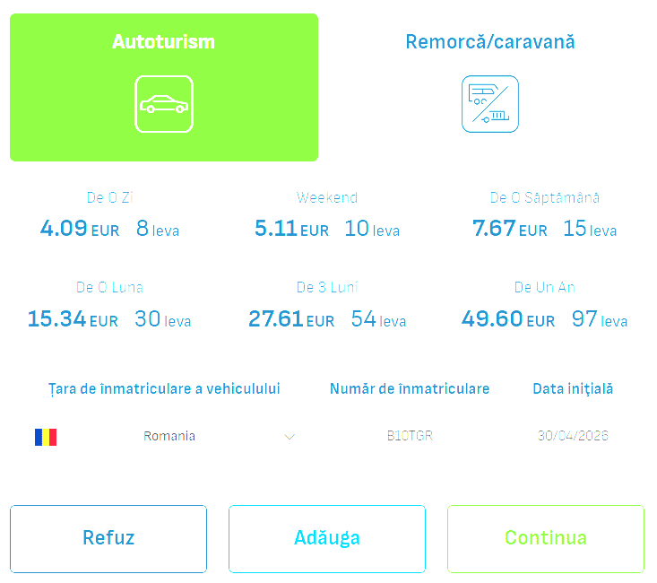Vignetă Bulgaria online